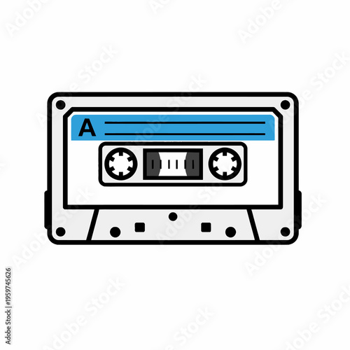 Retro Audio Cassette Tape Illustration Isolated on White Background