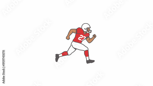 American football player running in red uniform illustration