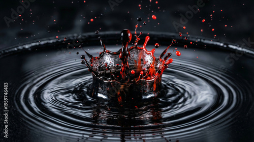 Wallpaper Mural Red and black liquid splash forming a crown Torontodigital.ca