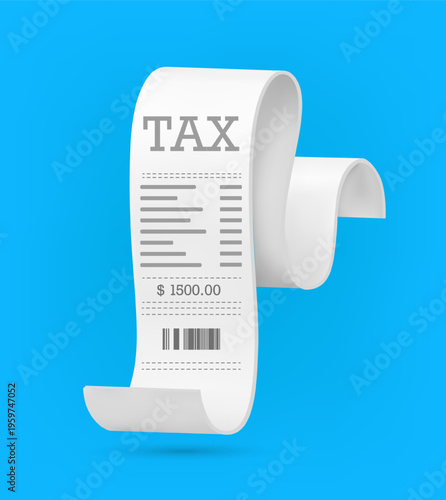 Obraz na plátně Minimalist long curling white tax receipt at the top Clean and professional aest