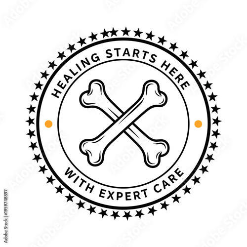 Veterinary emblem featuring crossed bones, symbolizing expert care for animal health and wellness