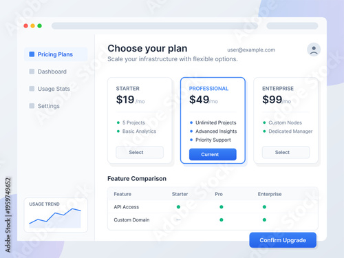 Digital Service Pricing Plans UI Design
