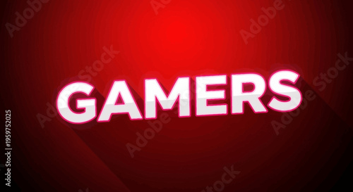 Gamers Text Title with Red Gradient Background and White Bold Font