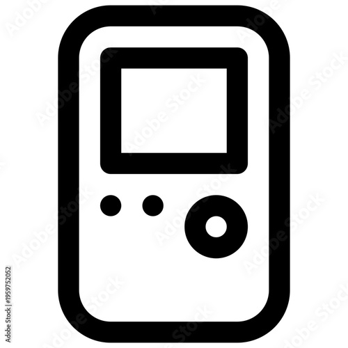 Vintage handheld game console. Editable stroke vector icon.