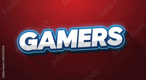 Gamers word art with blue and white 3D effect on red background