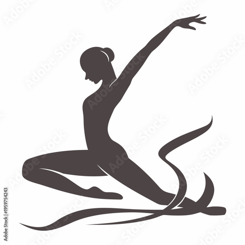 Elegant silhouette of a dancer performing a graceful flowing movement