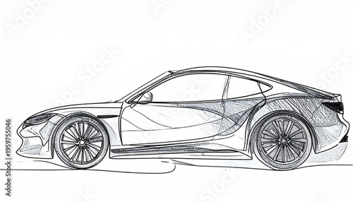 Drawing of a sports car.