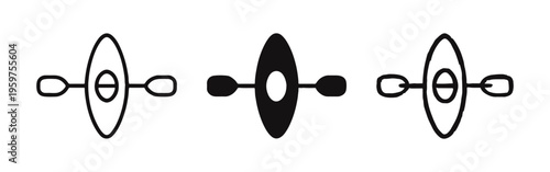 Kayak and Paddles Icon Set - Water Sport and Recreation Symbols
