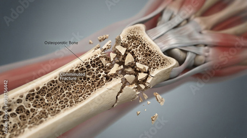 Wallpaper Mural Human bone showing comminuted fracture caused by osteoporosis Torontodigital.ca