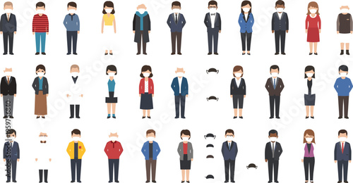 Large set of diverse business people avatars flat vector illustration corporate characters collection with different outfits hairstyles and professions isolated