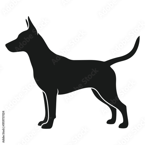 Dog standing silhouette side view vector illustration isolated on white background for pet animal concept design