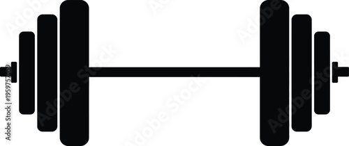 Barbell weightlifting icon for fitness center and bodybuilding gym workout equipment sign