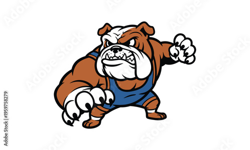 Bulldog wrestler mascot aggressive strong animal athletic fighting sport