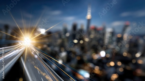 Dynamic nighttime cityscape new york city urban photography bright lights skyline view vibrant energy