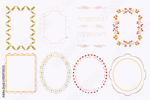 Collection of decorative frames and borders in various styles and colors