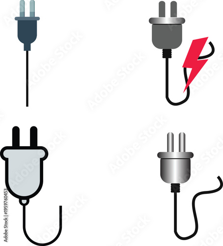Electrical Plugs Illustration Set