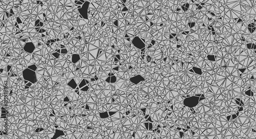 Black and white geometric pattern with triangles and polygons