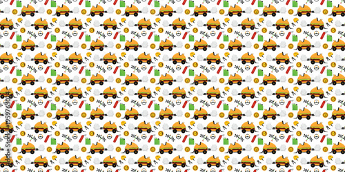 Creative fast food car repeating design for modern culinary marketing campaigns. Food pattern