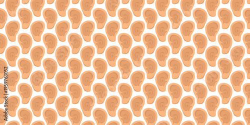 Human ear seamless pattern for comprehensive medical education resources. Organ pattern