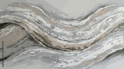 Based on the visual patterns and textures, this image is an
abstract textured oil or acrylic painting featuring flowing, circular, or swirled motifs in a neutral color palette