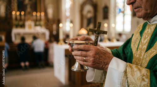 Wallpaper Mural Priest administering eucharist during catholic mass service Torontodigital.ca