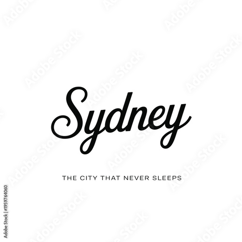 Elegant script typography spelling Sydney with a tagline below the name