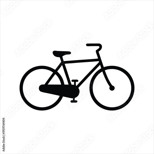 A simple black bicycle icon on a white background