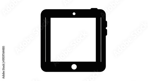 Black smartwatch interface displayed on a minimalistic white background for technology-themed designs.