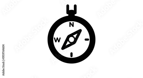 Illustrated compass with north, south, east, and west markings for navigation and adventure concepts.