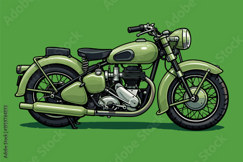 Cute Chibi Classic Motorcycle Vector Illustration