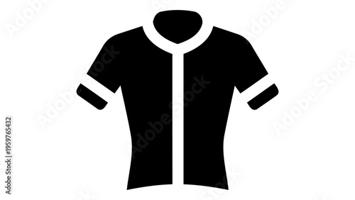 Black cycling jersey icon with white accents, vector illustration representing athletic apparel