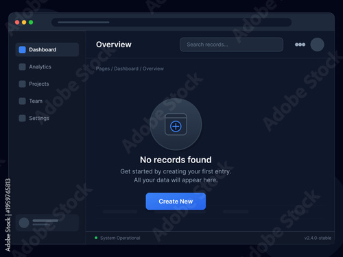 Dark UI Dashboard with No Records Found