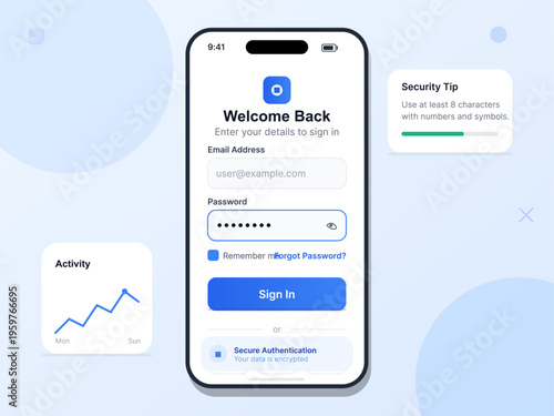 Secure Mobile Sign In Screen with Security Tip
