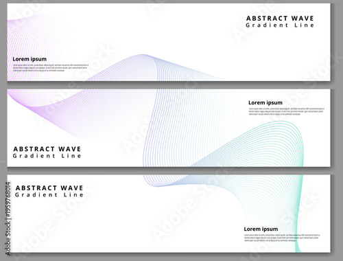 A collection of modern abstract wave gradient line templates with minimalistic design and textured digital backdrops for various applications