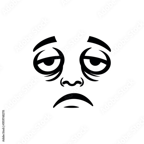 Tired face with droopy eyes and sad expression.