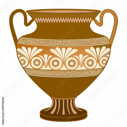 Ancient greek amphora with intricate geometric and floral patterns