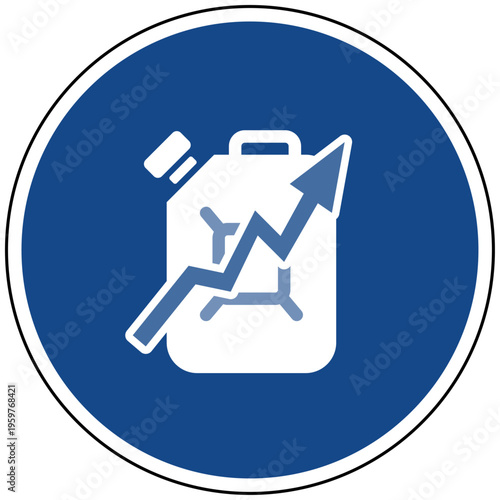 Benzinpreis Erhöhung Kraftstoff Kosten Vektor Illustration Inflation Spritpreise Kanister Energiepreise Teuerung Blaues Schild