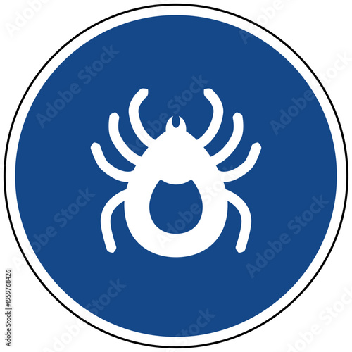Zecke Warnung Insekt Parasit Vektor Illustration Gesundheit Gefahr Krankheitsübertrager FSME Borreliose Natur Blaues Schild