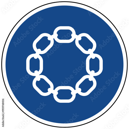 Kreislaufwirtschaft Kette Zusammenhalt Vektor Illustration Netzwerk Verbindung Kooperation Prozess Blockchain Blaues Schild