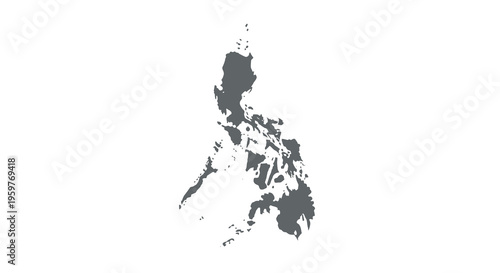 A stark black silhouette depicts the geographical shape of the island nation of the philippines