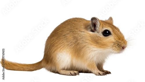 Schilderij op canvas A cute gerbil in profile, a small pet rodent with light brown fur looking right