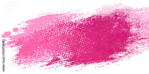 A grunge watercolor illustration of a pink lip gloss splash and pink lipstick kiss with a red ink splatter design on a white wallpaper backdrop