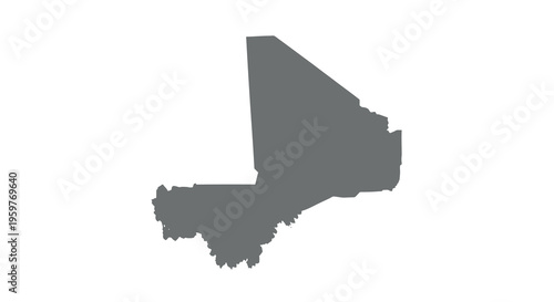 A dark gray silhouette depicts the geographical shape of the country of mali high quality professional