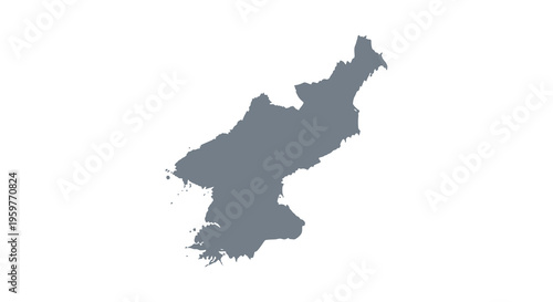 A dark blue silhouette depicts the geographical shape of north korea on white high quality professional
