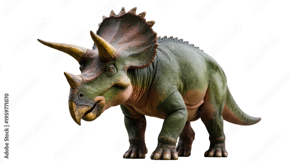 Obraz premium Majestic Triceratops dinosaur, a powerful herbivore from the Late Cretaceous era