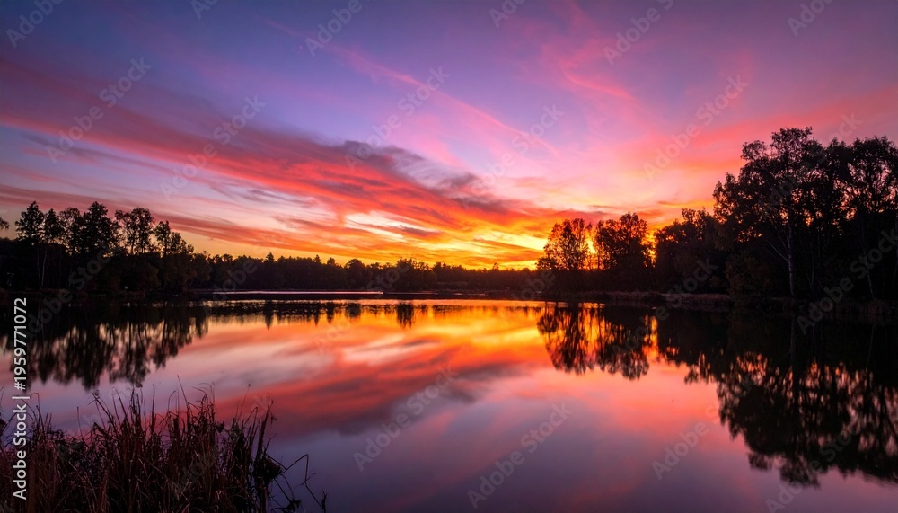 Fototapeta premium Sunset Reflection over Calm Water