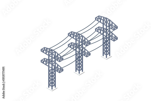 Isometric High Voltage Power Line Tower