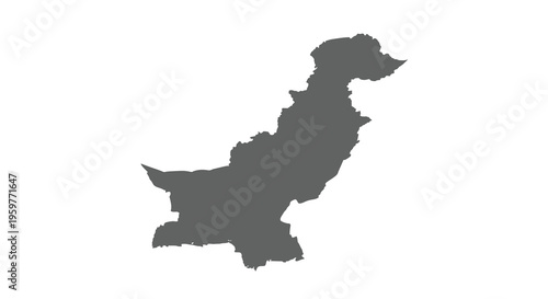 A solid black silhouette depicting the geographical outline of the country of pakistan high quality professional