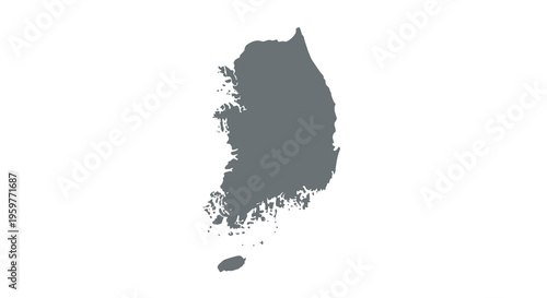 A dark gray silhouette depicts the geographical outline of the korean peninsula high quality professional detailed
