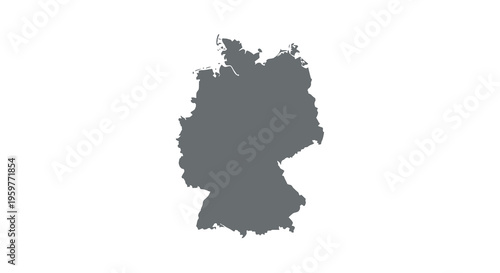 A dark silhouette of germany s landmass against a plain white background is displayed high quality